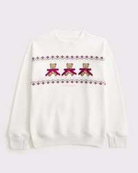 longer-length festive graphic crew sweatshirt
