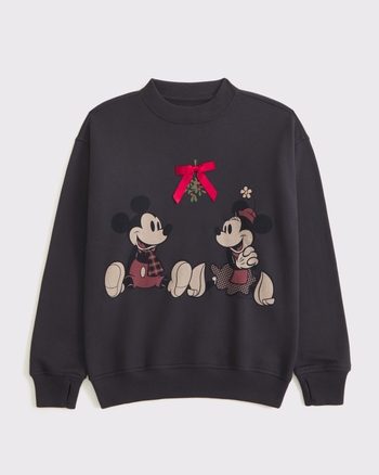longer-length festive mickey mouse graphic crew sweatshirt