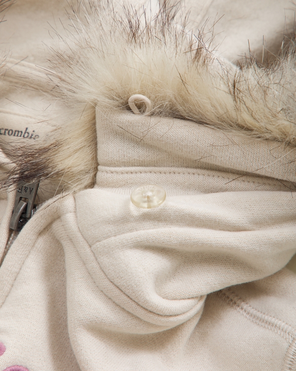 faux fur-lined full-zip hoodie