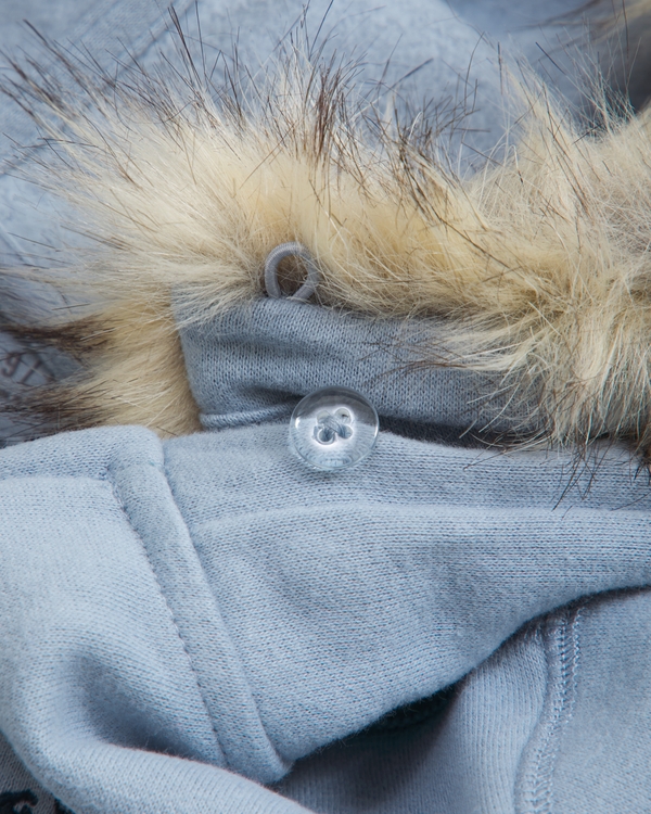 faux fur-lined full-zip hoodie