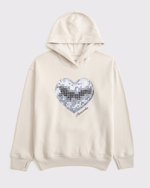 oversized graphic popover hoodie, Oatmeal view 1