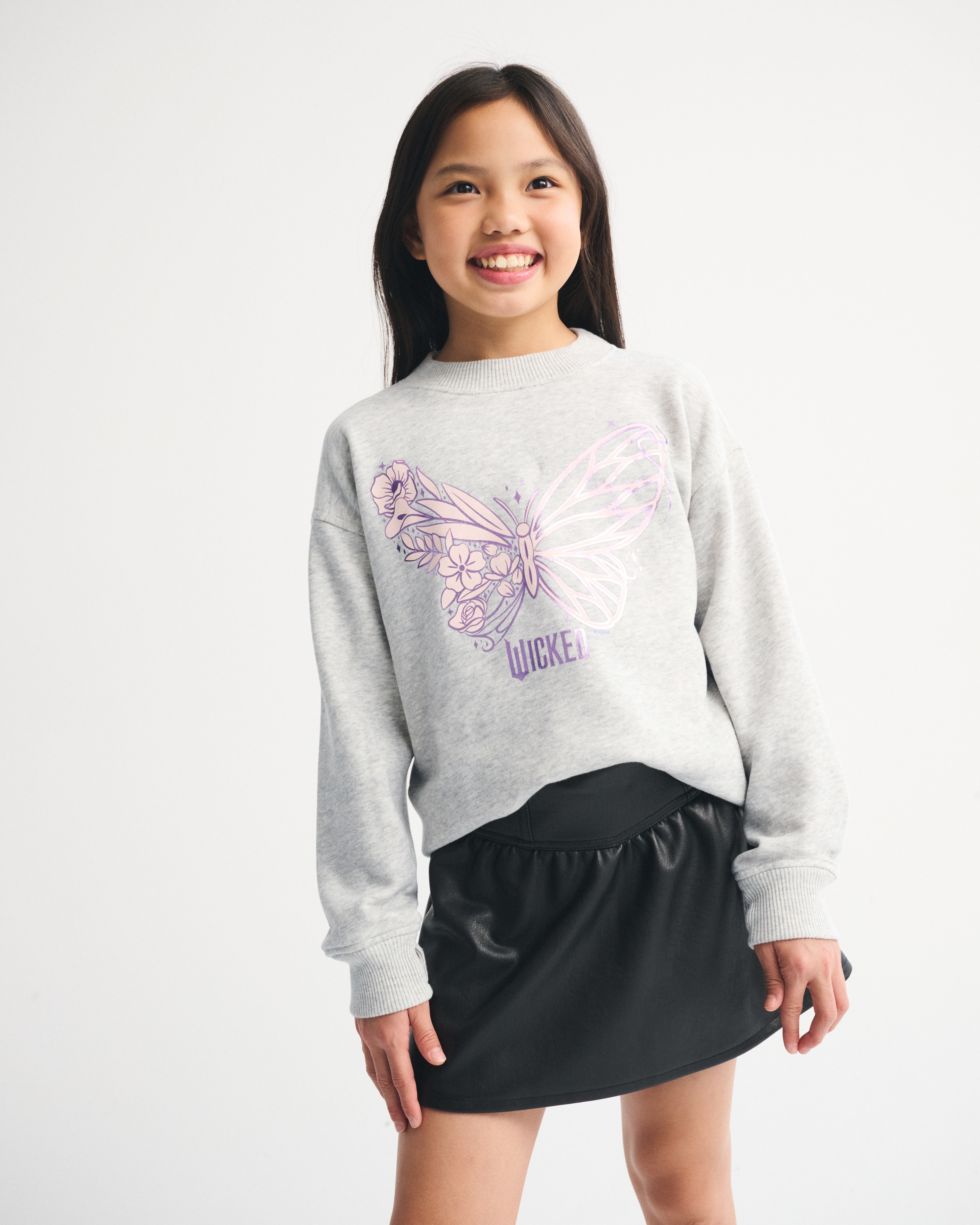 Abercrombie & Fitch Legging-friendly Wicked Graphic Crew Sweatshirt In Gray