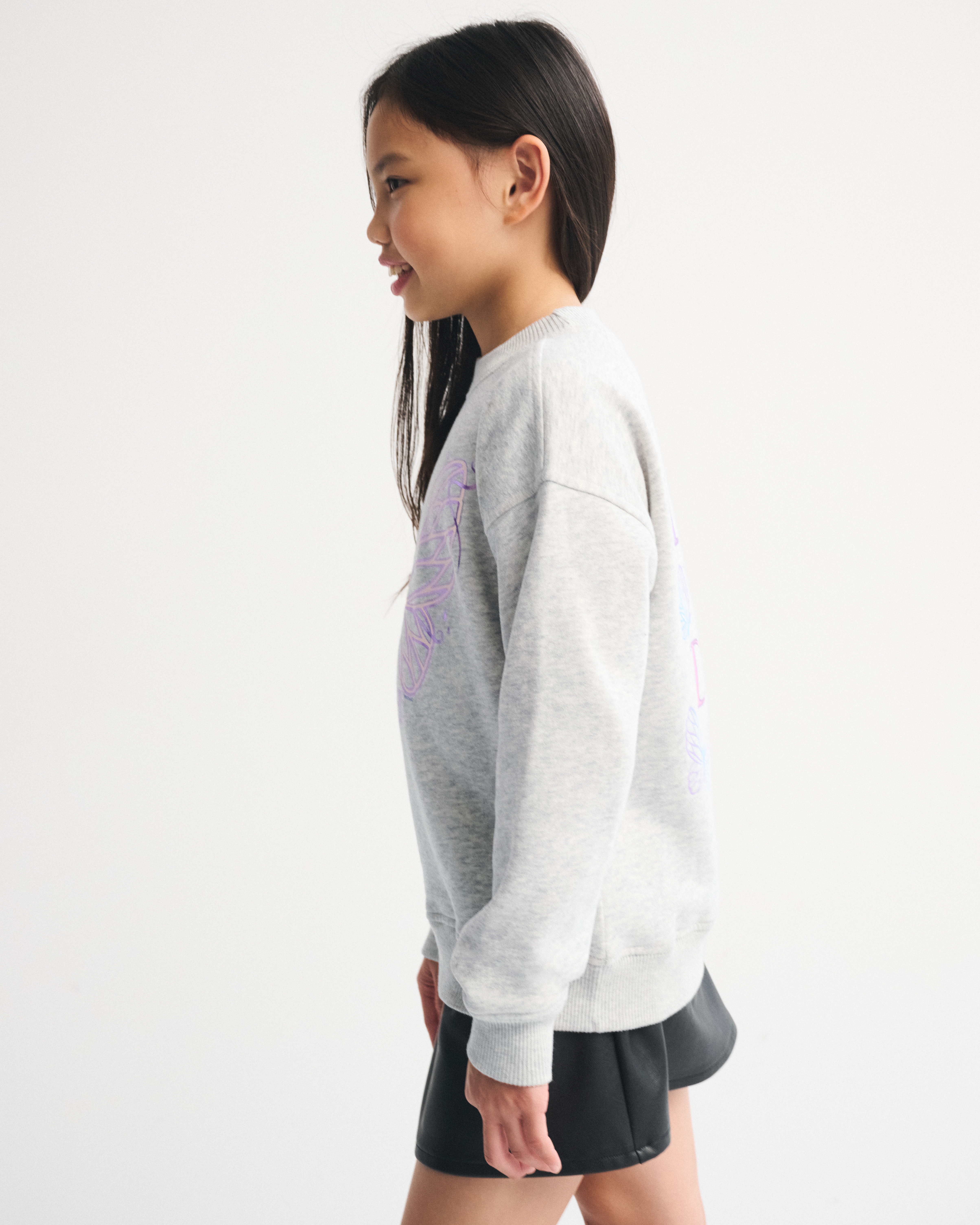 Abercrombie & Fitch Legging-friendly Wicked Graphic Crew Sweatshirt In Gray