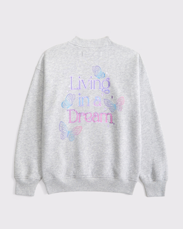 legging-friendly wicked graphic crew sweatshirt, Light Gray view 2