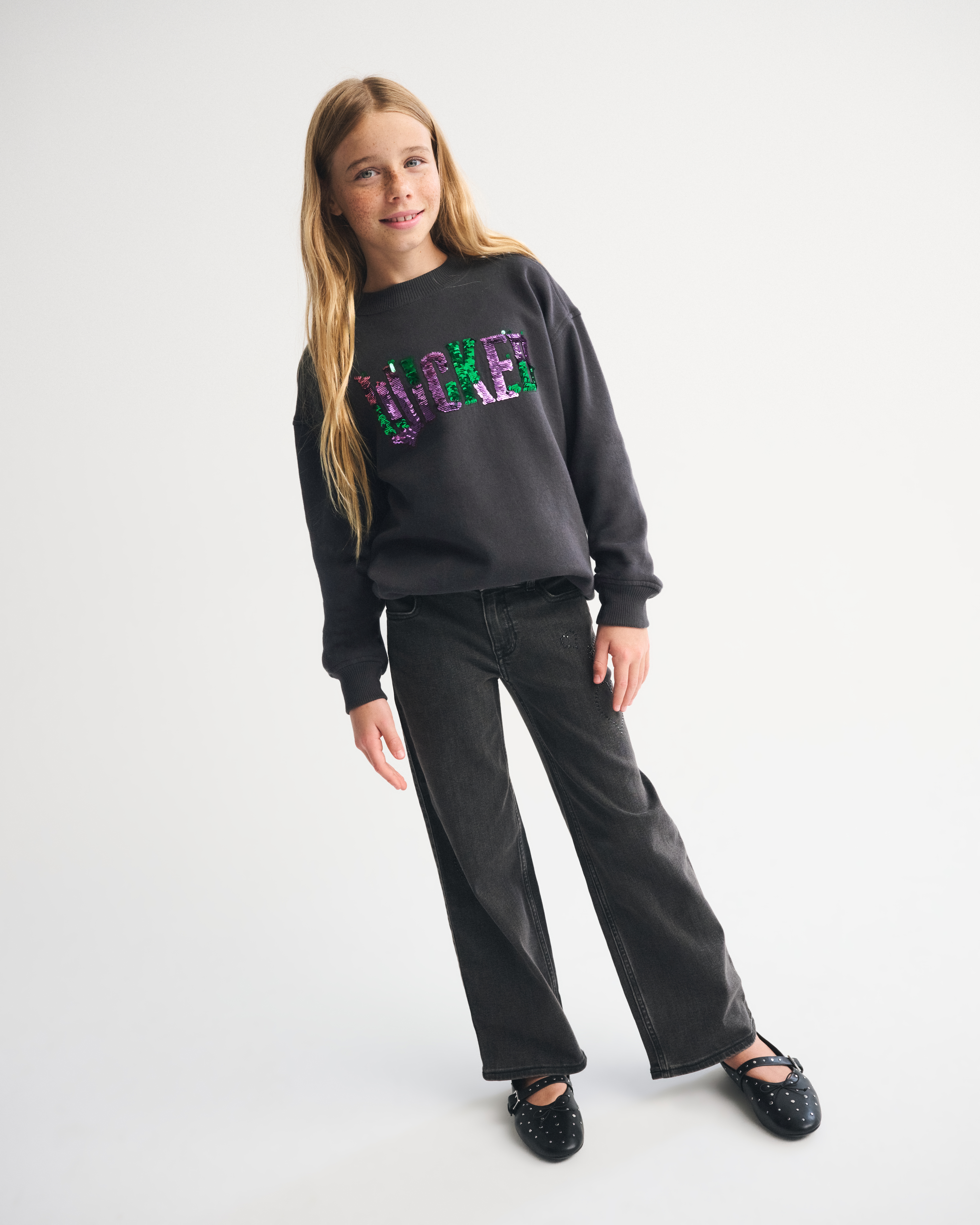 Abercrombie & Fitch Legging-friendly Wicked Graphic Crew Sweatshirt In Black