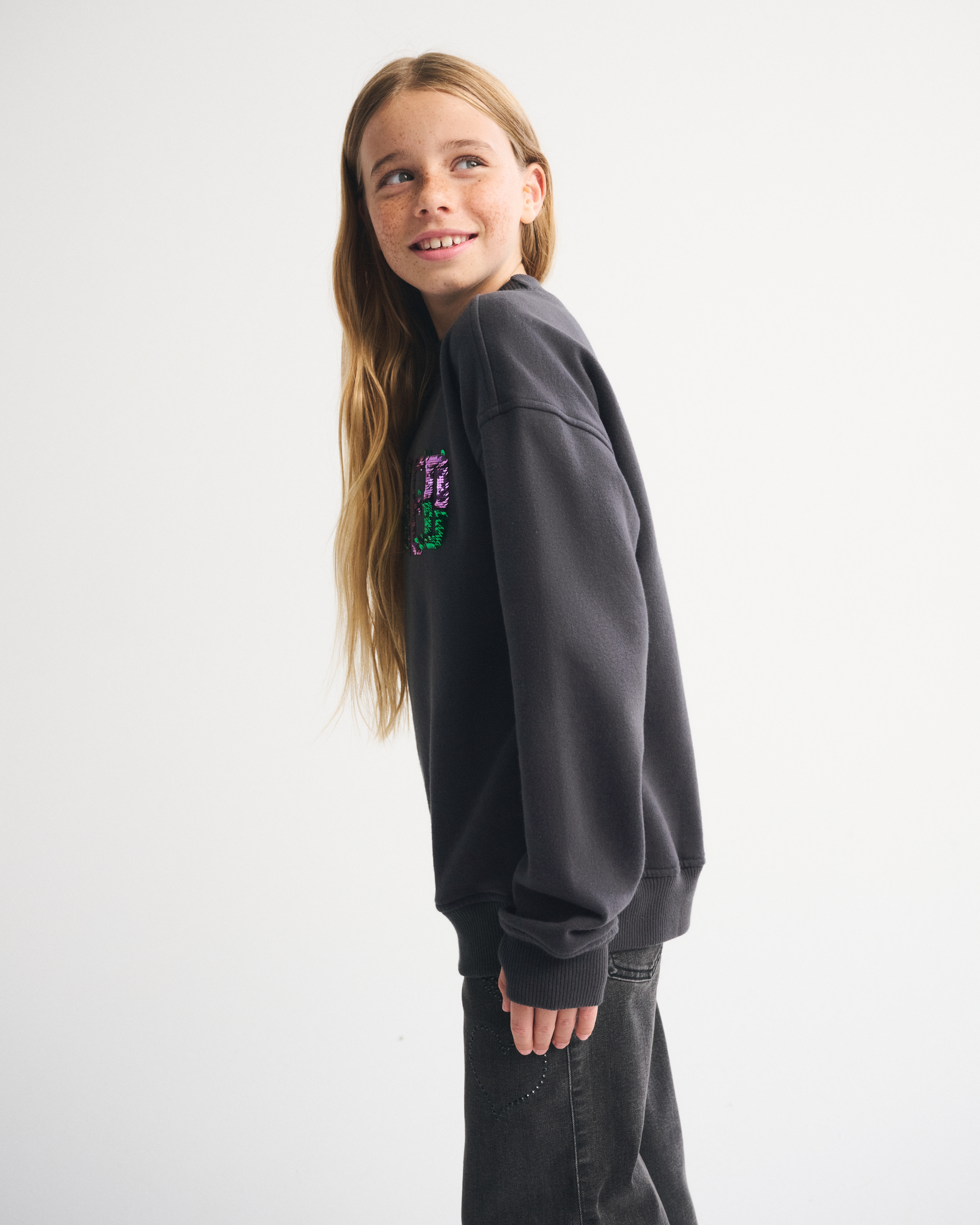 Abercrombie & Fitch Legging-friendly Wicked Graphic Crew Sweatshirt In Black