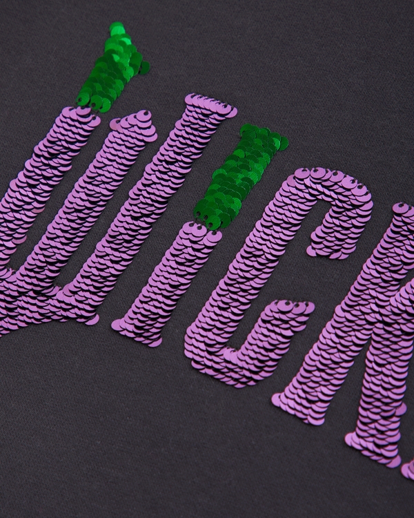 legging-friendly wicked graphic crew sweatshirt, Black view 2