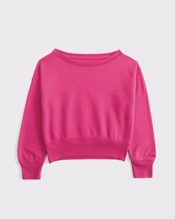 essential off-the-shoulder sweatshirt, Raspberry view 1