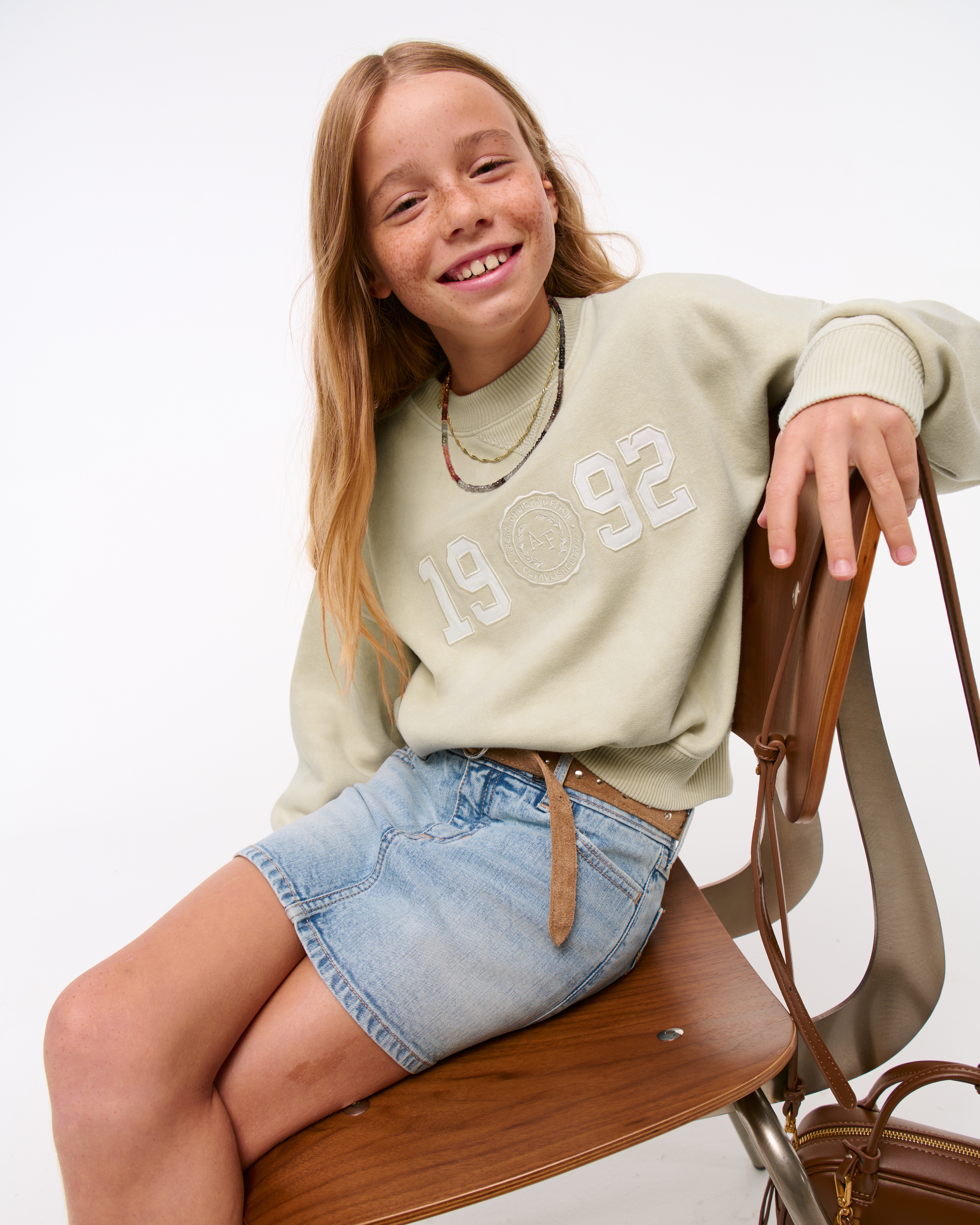 Abercrombie & Fitch Logo Crew Sweatshirt In Black