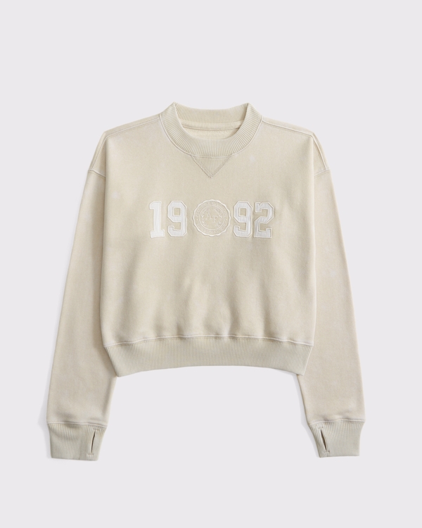 logo crew sweatshirt, Oatmeal view 2