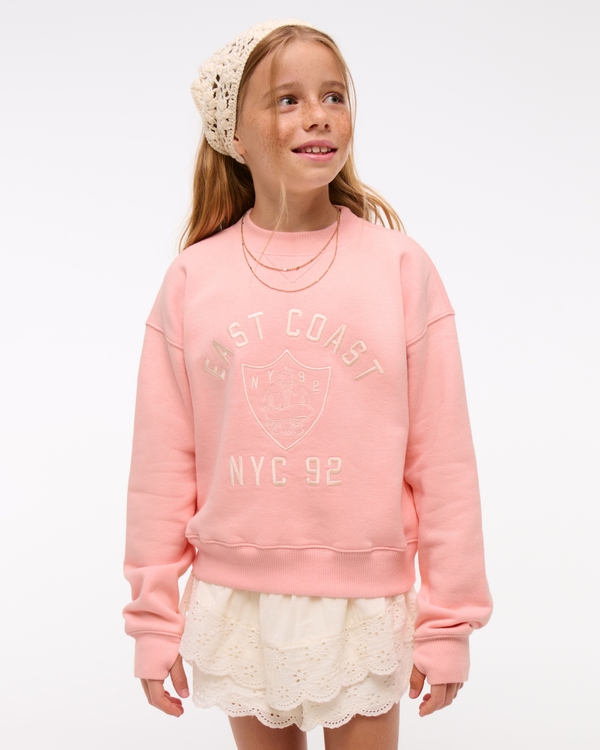 logo crew sweatshirt, Peach view 1