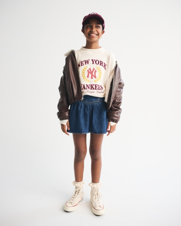 legging-friendly new york yankees crew sweatshirt, Cream view 1