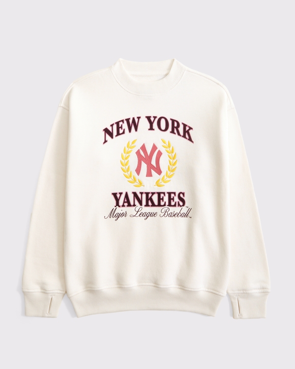 legging-friendly new york yankees crew sweatshirt, Cream view 2