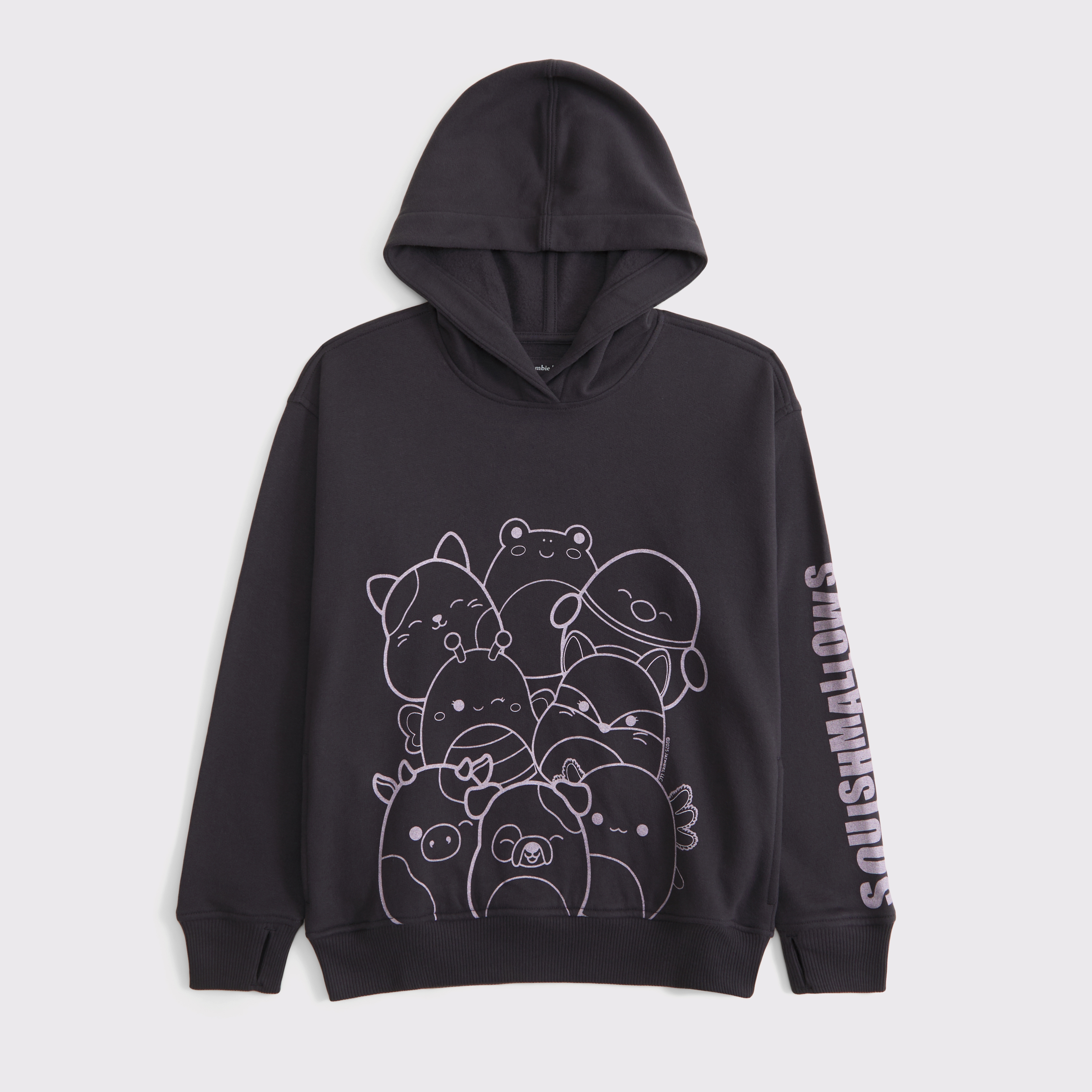 Abercrombie & Fitch Kids' Oversized Squishmallows Graphic Popover Hoodie In Black