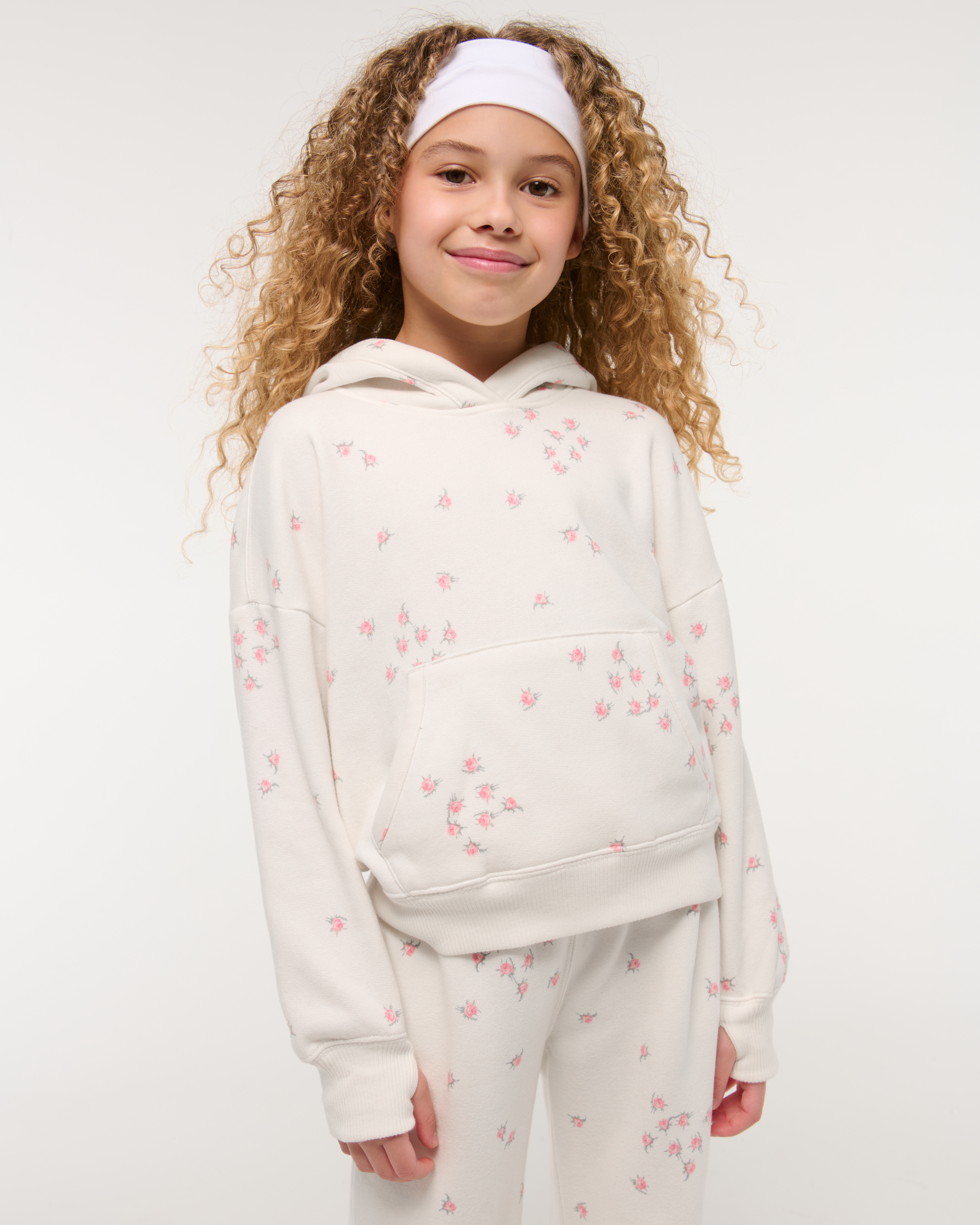 Abercrombie & Fitch Kids' Essential Popover Hoodie In White
