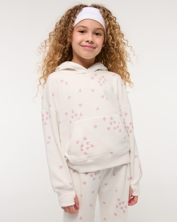 essential popover hoodie, White Floral view 1