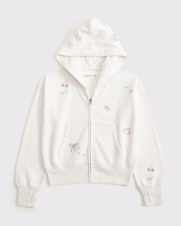 essential full-zip hoodie, Cream Pattern view 1