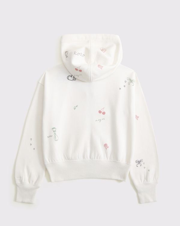 essential full-zip hoodie, Cream Pattern view 2