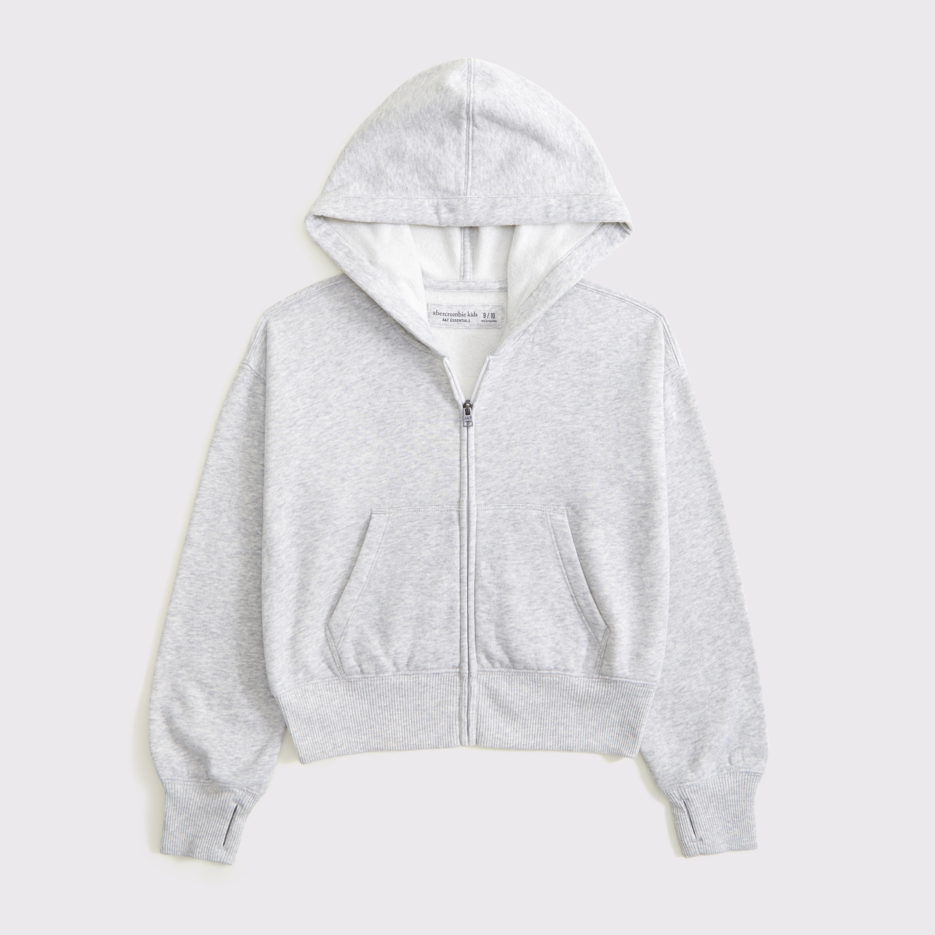 Abercrombie & Fitch Kids' Essential Full-zip Hoodie In Gray