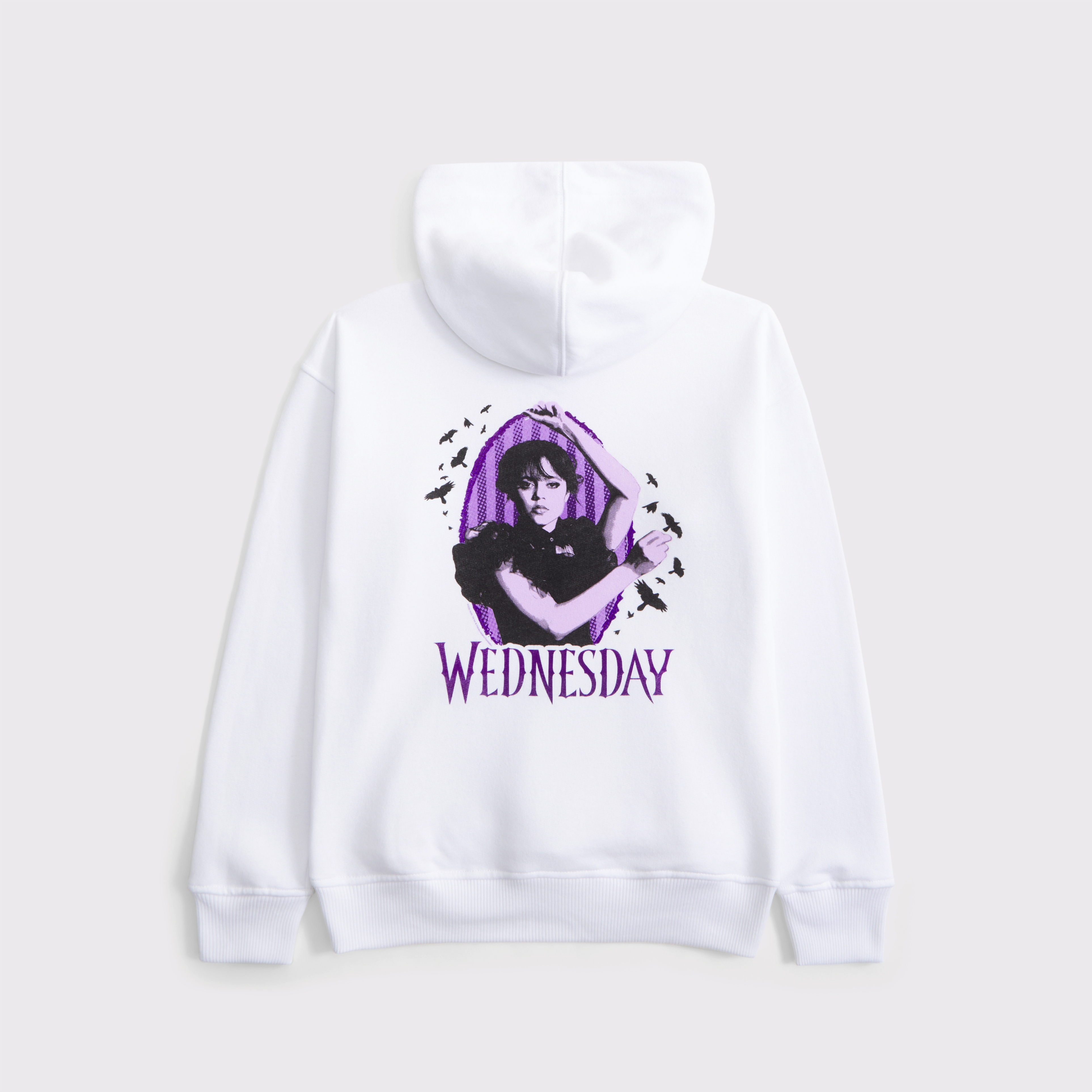 Abercrombie & Fitch Kids' Legging-friendly Wednesday Graphic Popover Hoodie In White