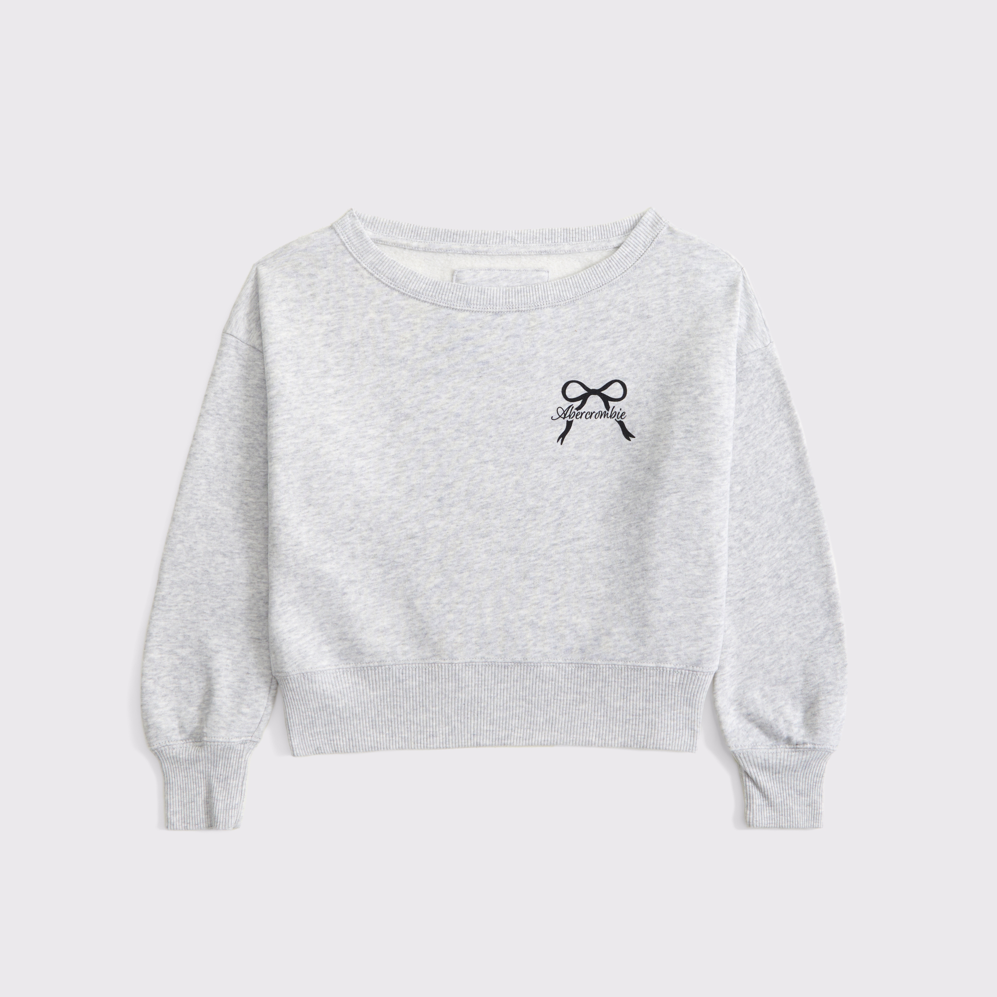 Abercrombie & Fitch Off-the-shoulder Graphic Crew Sweatshirt In Gray