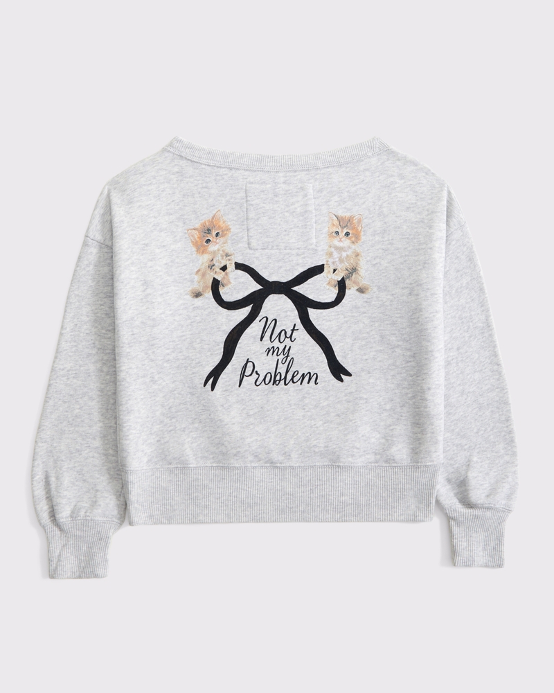 off-the-shoulder graphic crew sweatshirt