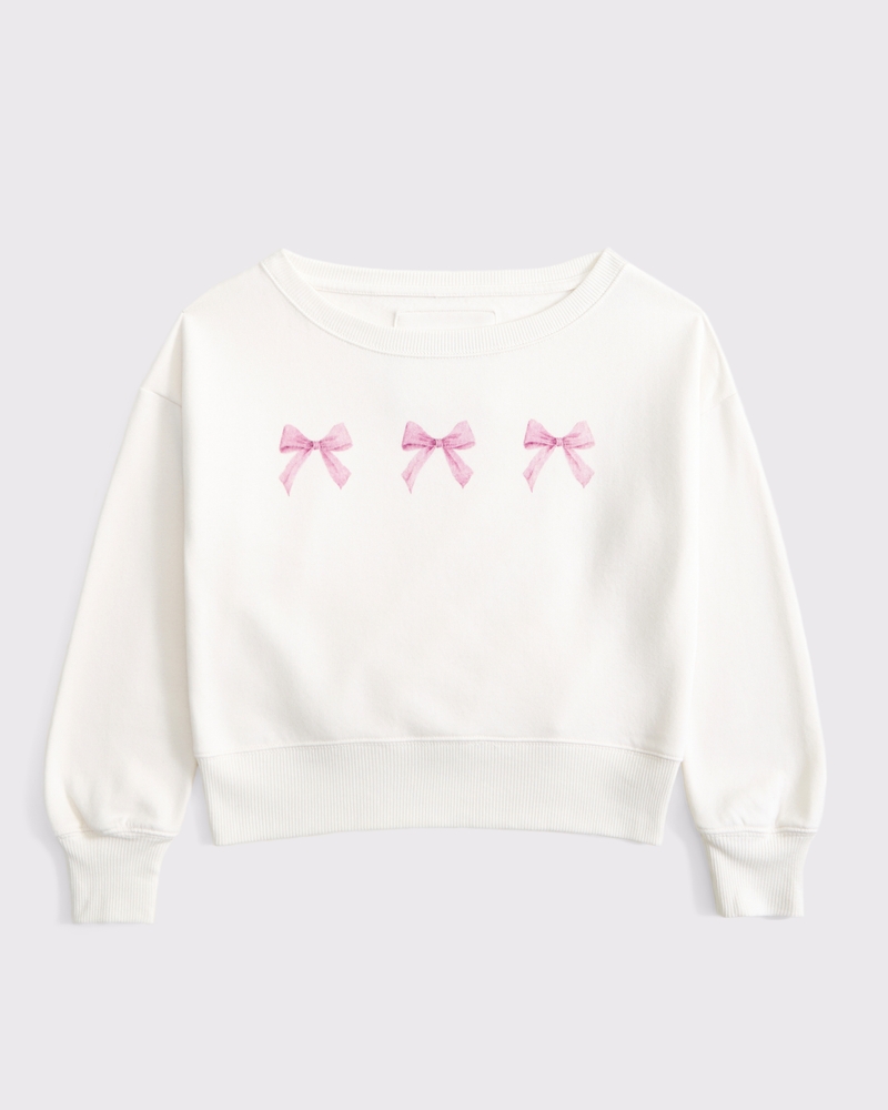 girls off-the-shoulder graphic crew sweatshirt | girls tops