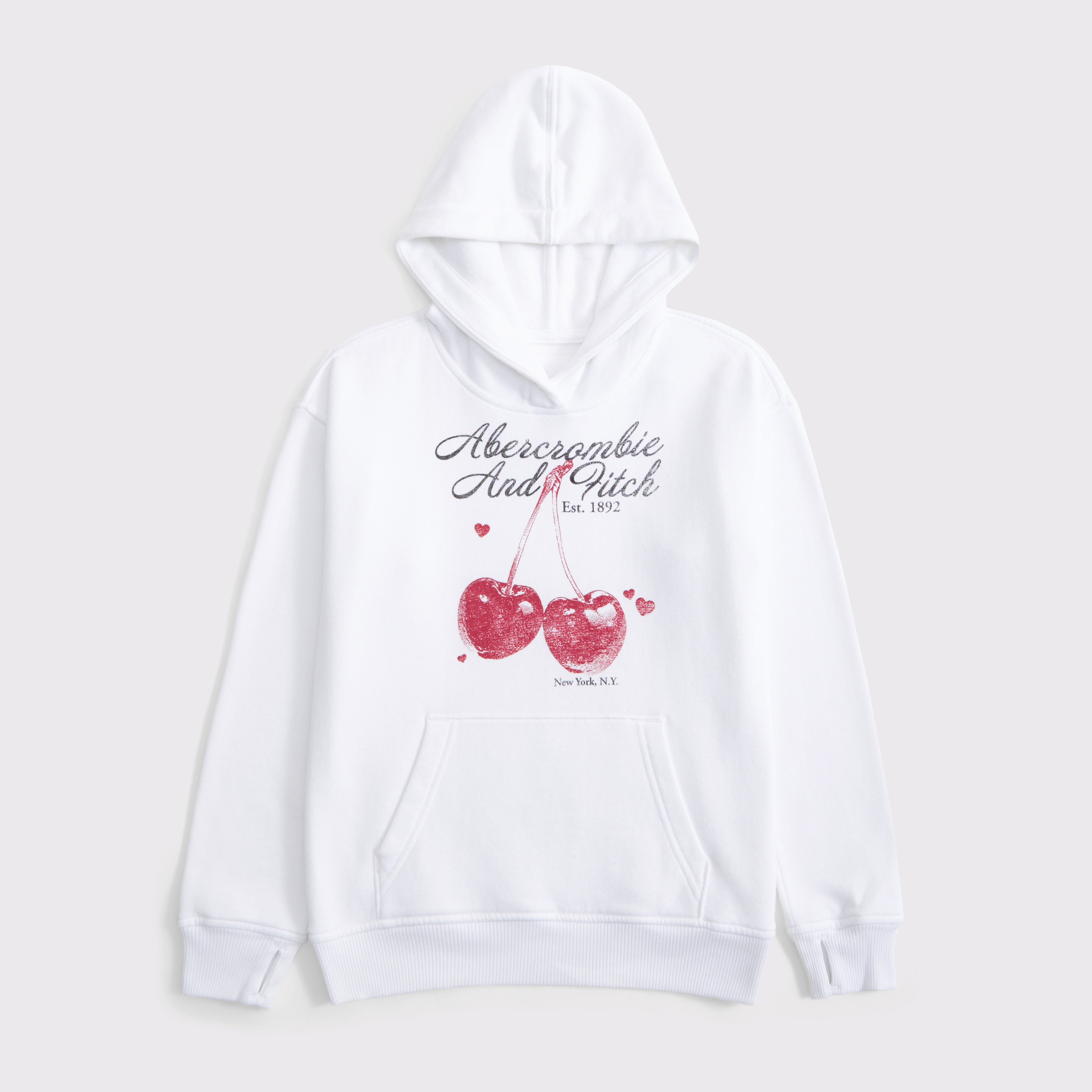 Abercrombie & Fitch Kids' Legging-friendly Graphic Logo Popover Hoodie In White