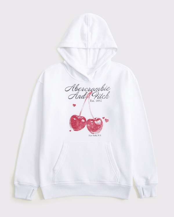legging-friendly graphic logo popover hoodie, White view 1