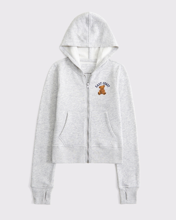 slim full-zip hoodie, Light Gray view 1