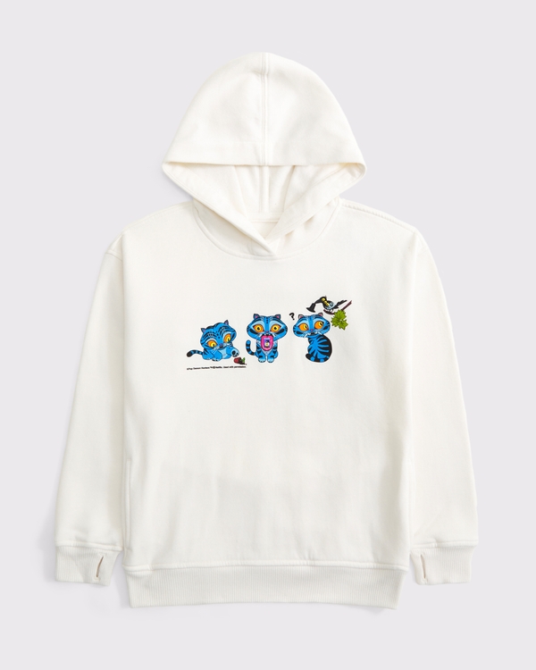 oversized kpop demon hunters graphic popover hoodie, Cream view 1