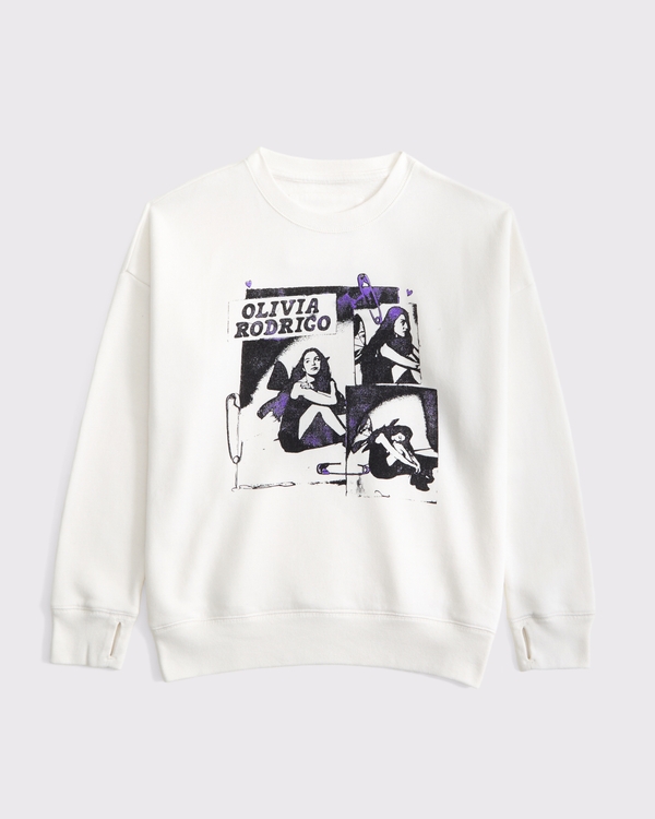 sudadera con cuello redondo para combinar con leggings con estampa de olivia rodrigo, Crema view 1