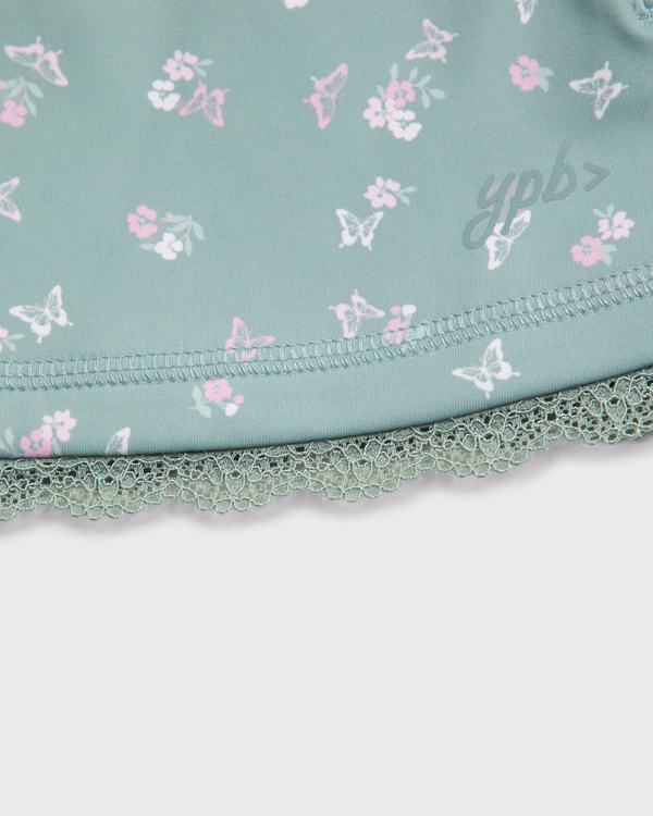 Sudadera YPB con cremallera completa, ribete de encaje y cuello alto simulado, Diseño Floral Verde view 2