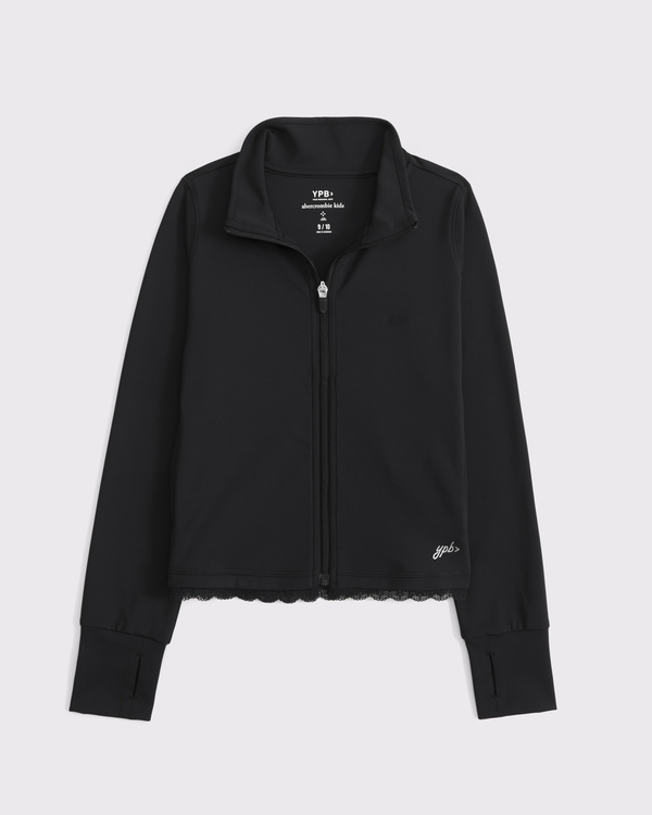 ypb lace-trim mockneck full-zip, Black view 1