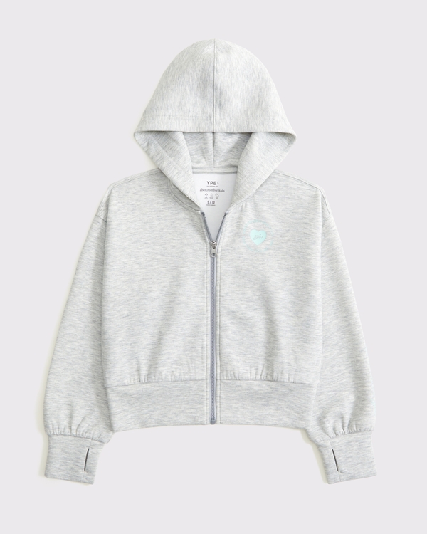 ypb neoknit graphic logo full-zip hoodie, Light Gray view 1