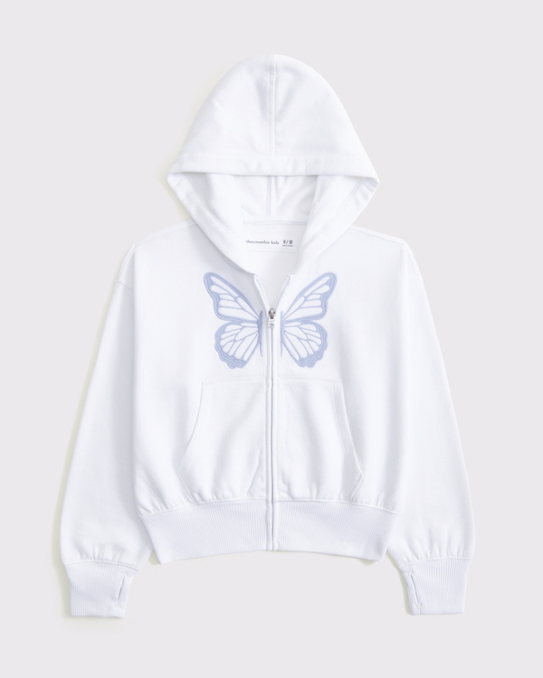 graphic full-zip hoodie, White view 1