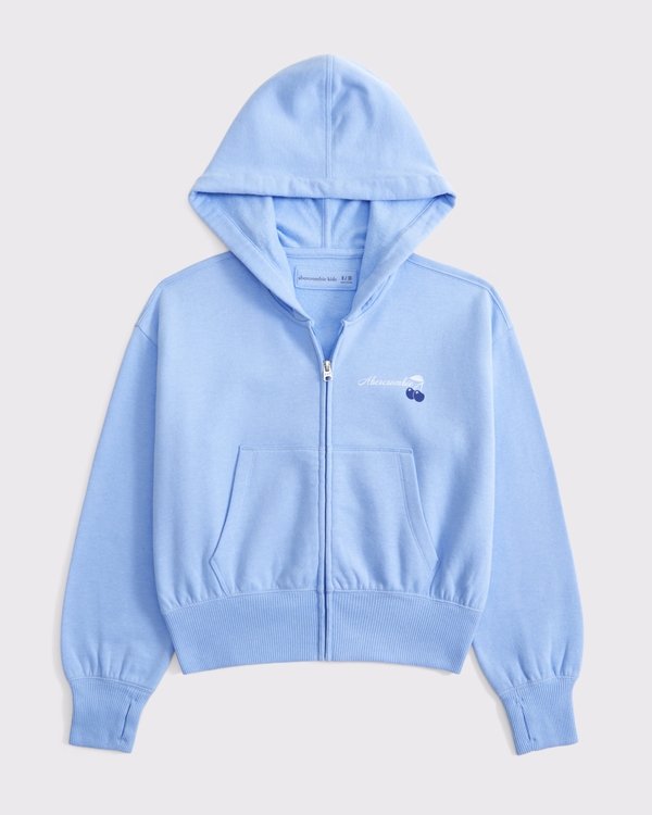 graphic full-zip hoodie, Light Blue view 1