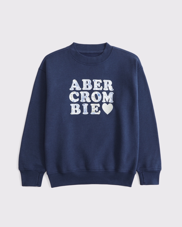 longer-length graphic logo crew sweatshirt, Sapphire view 1