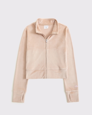 logo velour full-zip sweatshirt