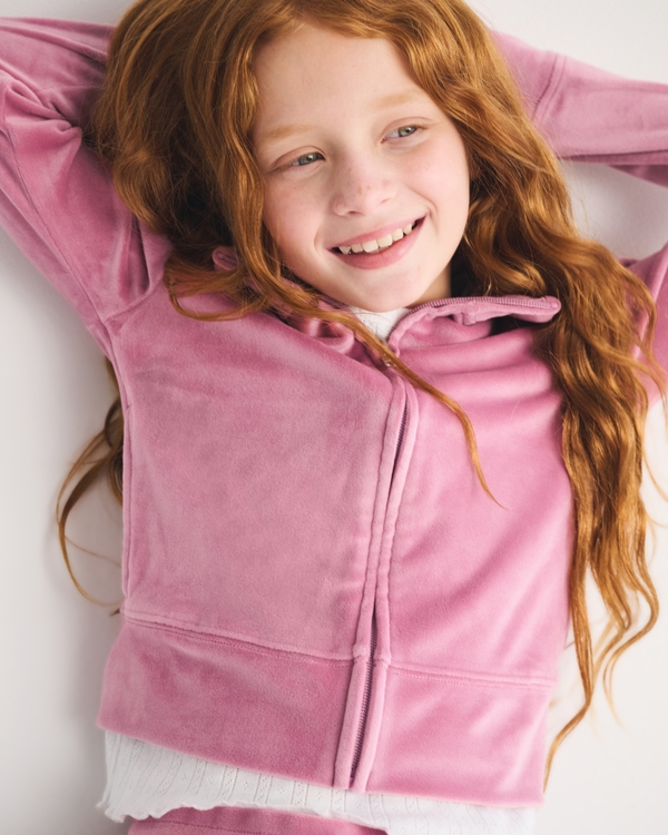 logo velour full-zip sweatshirt