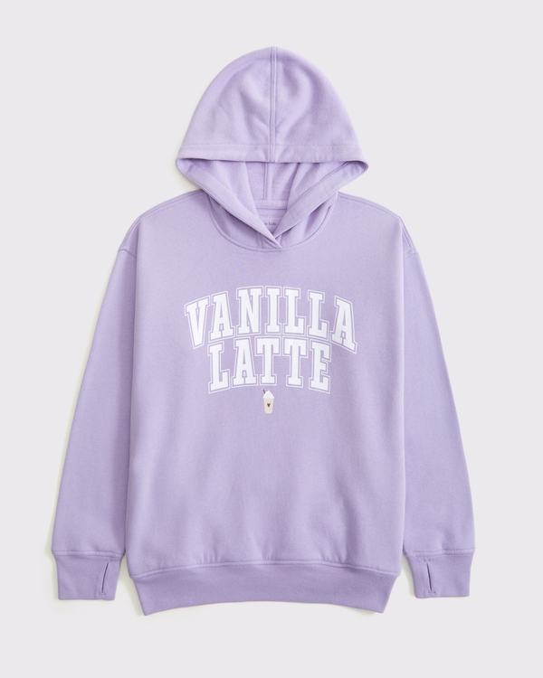 legging-friendly graphic popover hoodie, Light Purple view 1