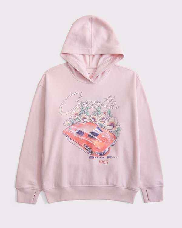 oversized corvette graphic popover hoodie, Pale Lilac view 1