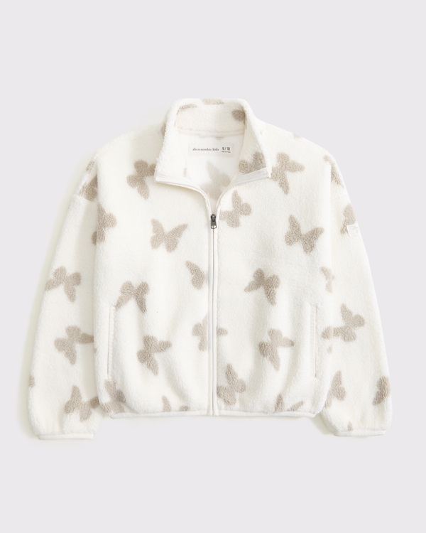 sherpa full-zip sweatshirt, White Pattern view 2