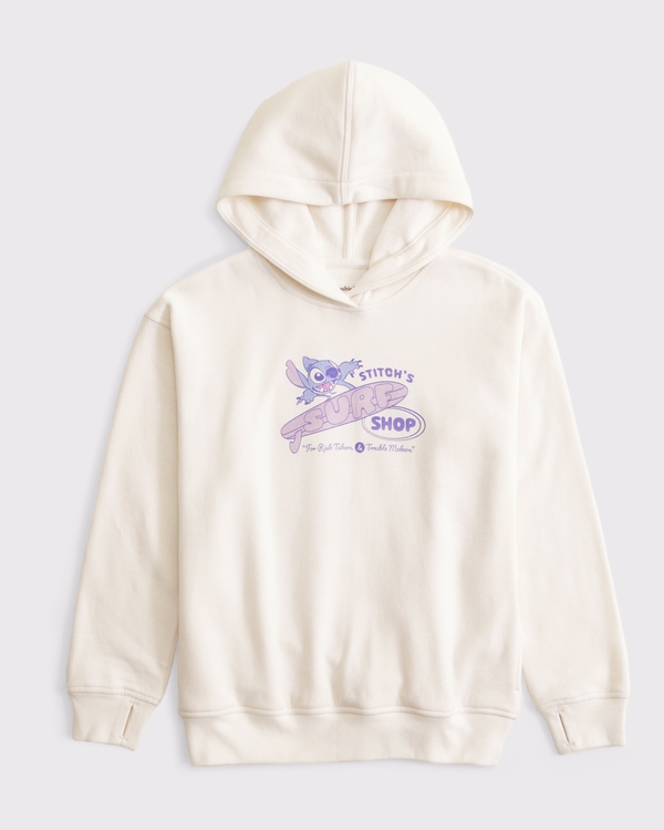 oversized lilo & stitch graphic popover hoodie, Cream view 2