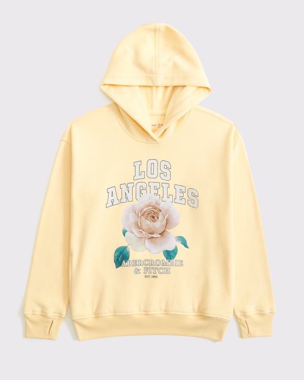 Sudadera con capucha extragrande y estampa del logo, Amarillo Soleado view 1