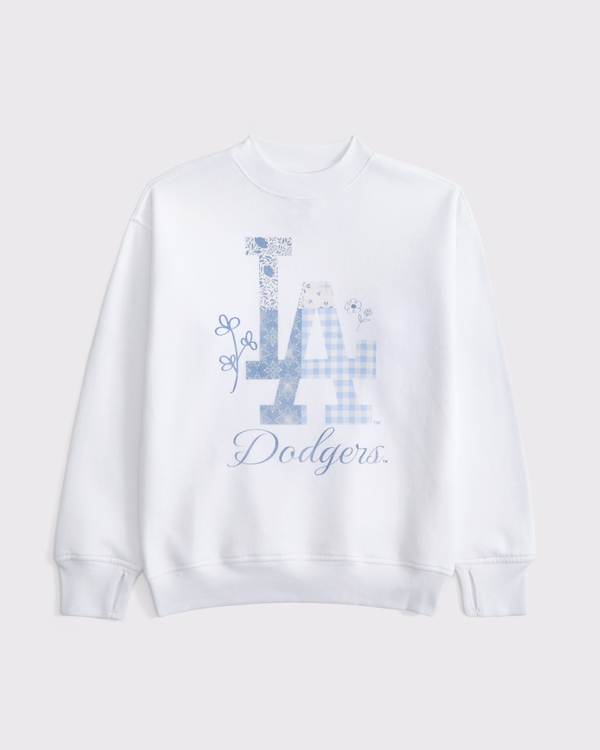 longer-length los angeles dodgers graphic crew sweatshirt, White view 1