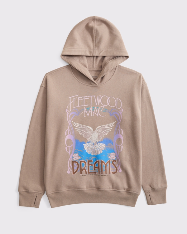 sudadera con capucha extragrande sin cierres con estampa de fleetwood mac, Marrón Grisáceo Cálido view 1