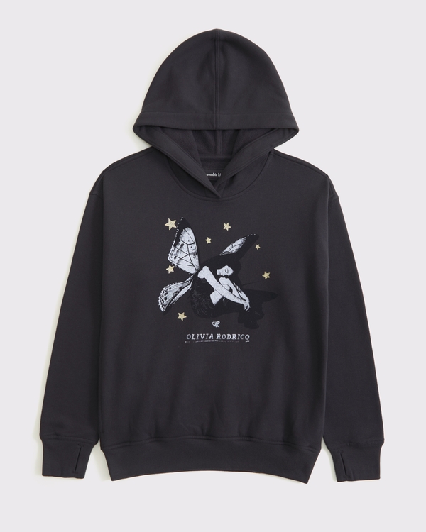 oversized olivia rodrigo graphic popover hoodie, Dark Gray view 2