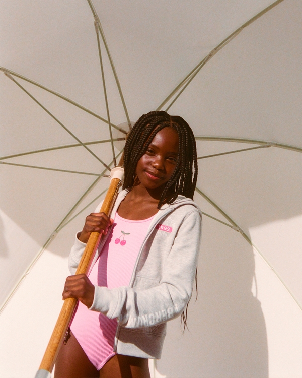 slim logo full-zip hoodie, Light Gray view 1