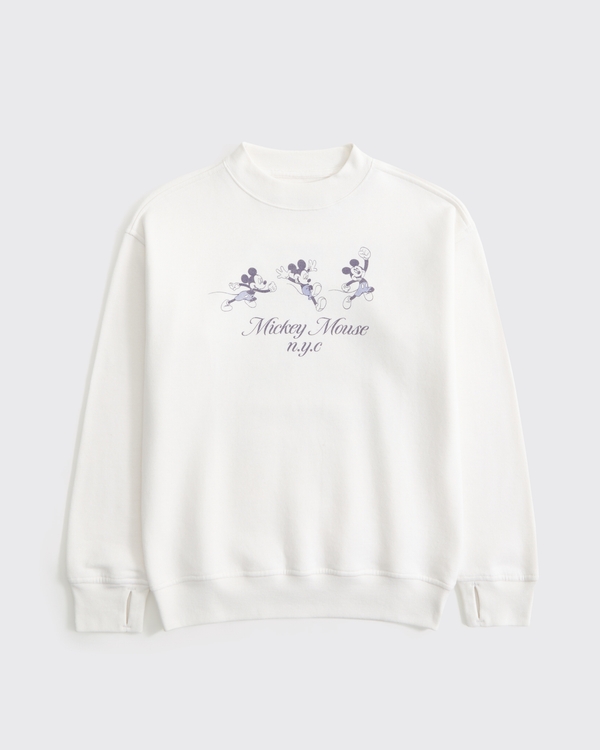 longer-length mickey mouse graphic crew sweatshirt, White view 2